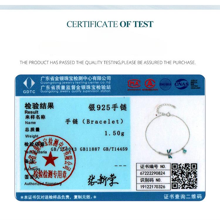 S925 Sterling Silver Dragonfly Bracelet, Spring Wind Blue Oil Dripping Insect Bracelet Jewelry Bsb112