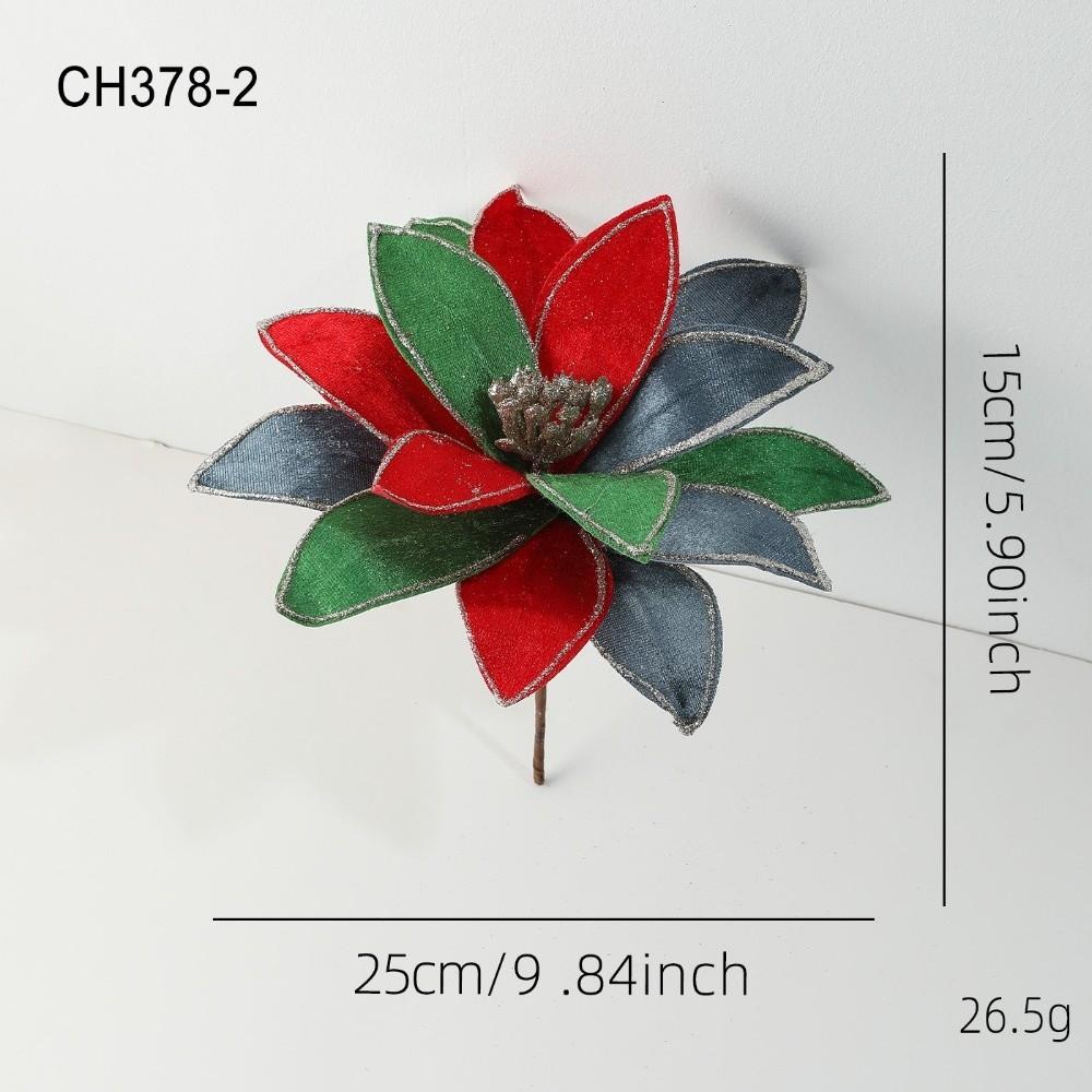 25CM Artificial Poinsettia Flower Glitter Sequins Christmas Glitter Flower Sparkling DIY Christmas Flower