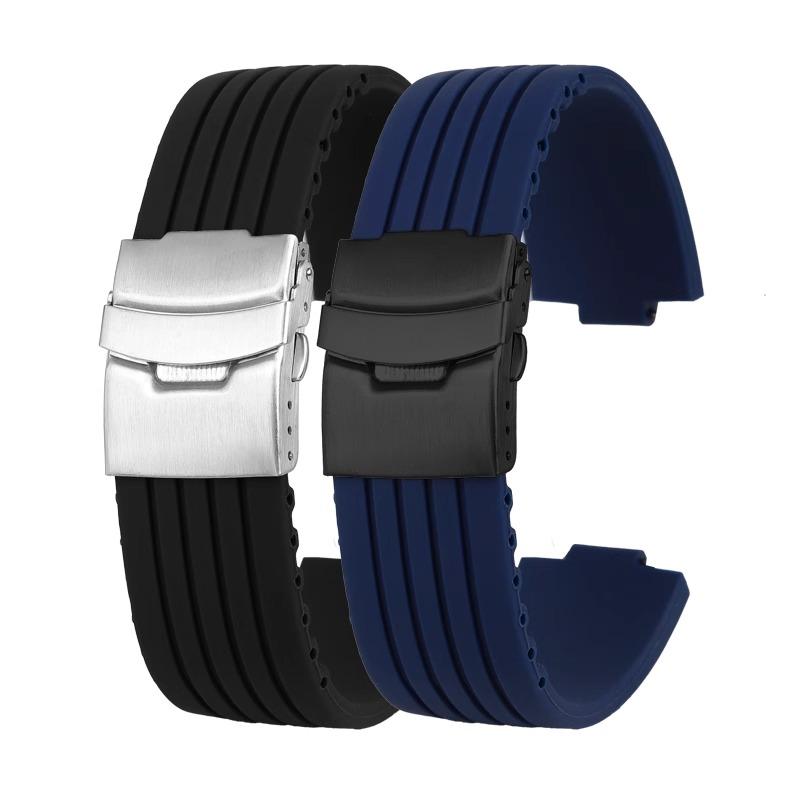 New Silicone Rubber Watchband For Oris Aquis 7330 7740 Series Watch Band 22x11mm 24x12mm Convex Strap Wristband Black Blue