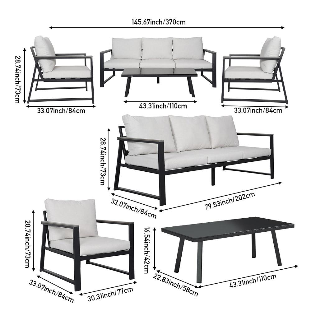 Sleek Contemporary Style All‑Aluminum Four‑Piece Weather‑Resistant Outdoor Sofa Furniture Set