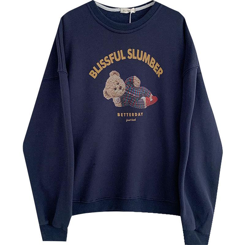 

Студенческая симпатичная толстовка с принтом из бархата для осени и зимы, женский свободный пуловер с принтом букв, толстовка с капюшоном для женщин, топ 2XL