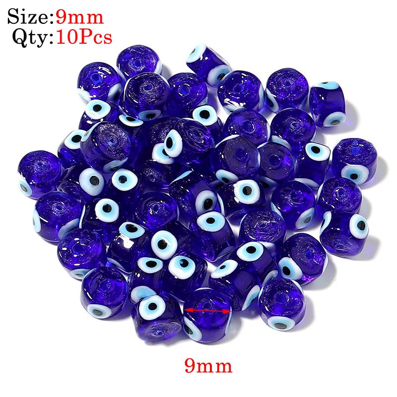 Round Lampwork Evil Eye Beads Liuli Flat Loose Fashion Jewelry For Bead Diy Handmade Bracelets Phone Charm Components