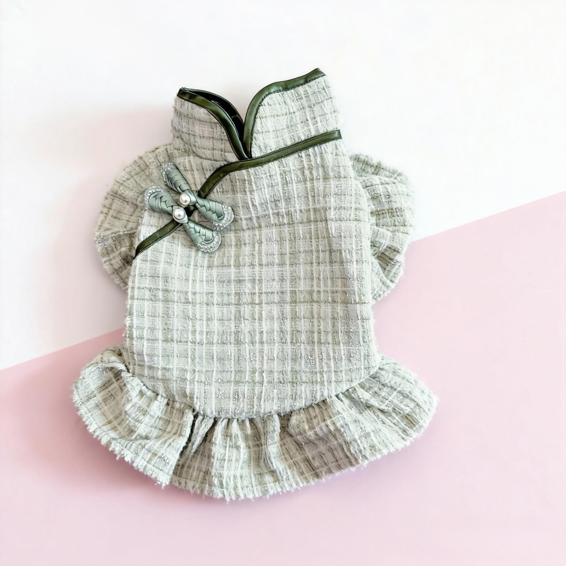 

Dog Dress Clothes Princess Warm Small Dog Ethnic Style Fragrant Teddy Puppy Chenille Material Pet Clothing Spring Autumn Winter S