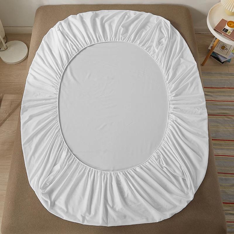 White Fitted Bed Sheets Elastic Mattress Cover Band Anti-slip Adjustable Single Double Bed Covers Pad Protector King 160/180x200