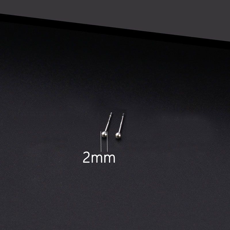

999 Sterling Silver Stud Earrings for Women Ear-Caring Peas Ear Bar Ear Bone Stud Sleep No Need to Take off Student Minimalist Pure Silver Ear Rings 999 sterling silver straight needle (2mm)