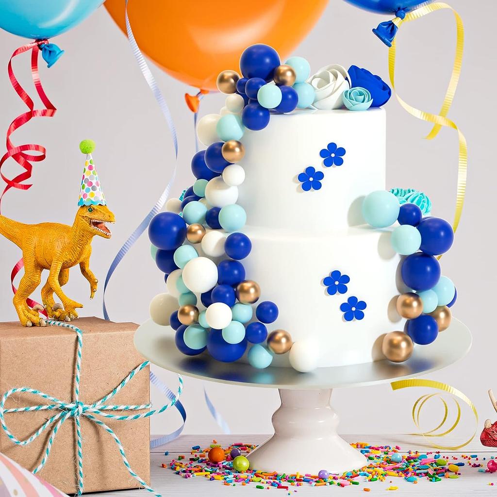 32Pcs Blue Gold Ball  Mini Balloons Foam Balls Cake Picks Cake Topper Balls for Wedding Party Birthday Cake Topper Decorations