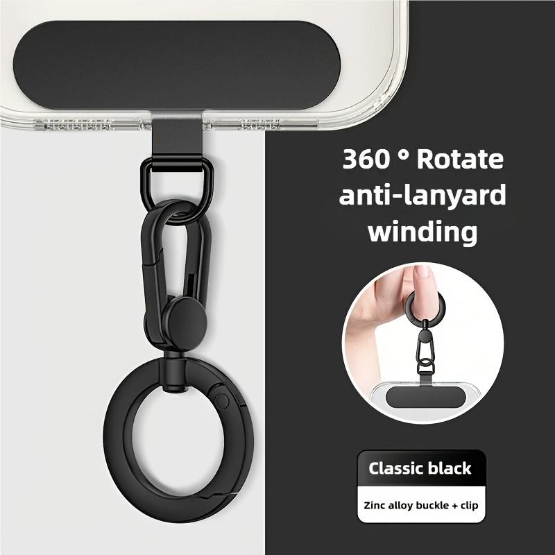 Stainless Steel Phone Lanyard Clip Patch 360° Rotatable Anti-lost Phone Case Hanging Rope Snap Detachable Ultra-thin