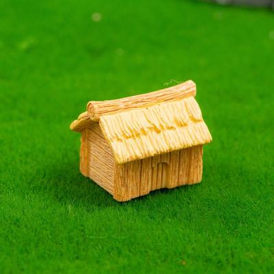 Mini Thatched Cottage Micro Landscape Decorative Rural Style Mini Village Houses Resin Small House Statue For Home Decoration