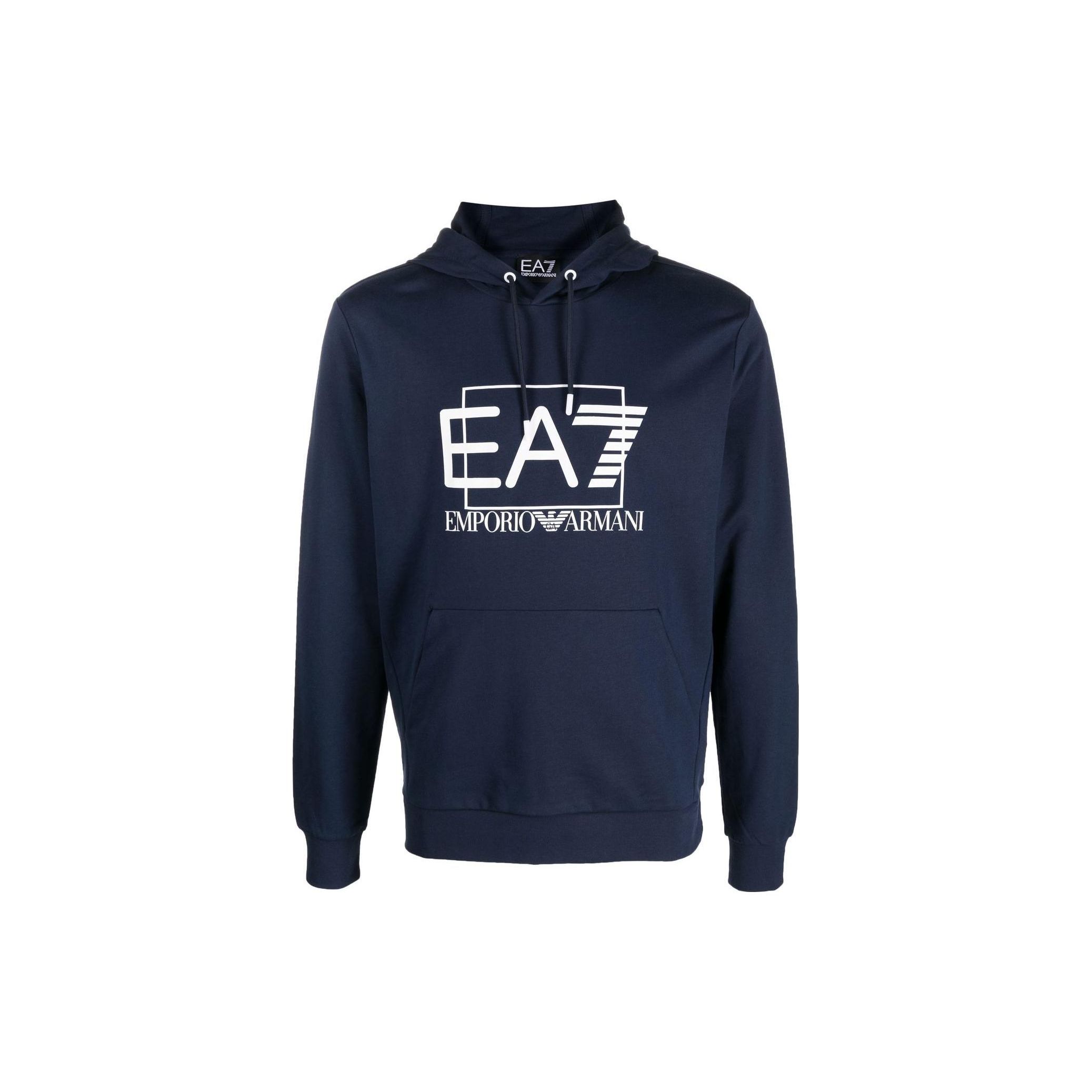 Emporio Armani EA7 SS23 Logo Print Hooded Sweatshirt Men sweatshirt Blue 3RPM62-PJ05Z-1554 S