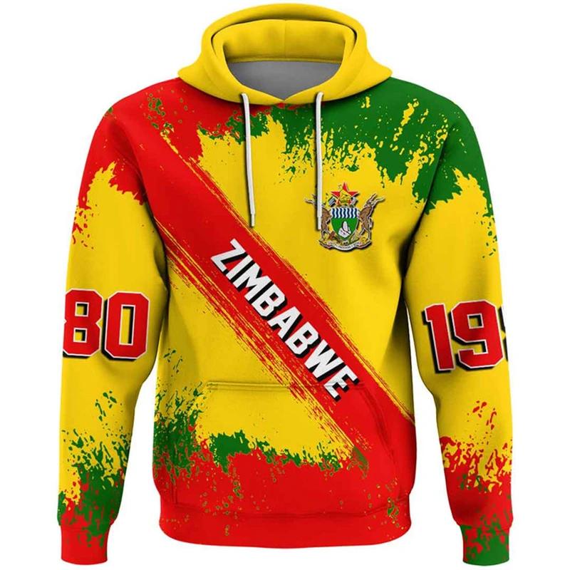 

Newest 2025 Zimbabwe Emblem Graphic Hoodies Loose Unisex Oversized Hooded Sweatshirts Spring Casual Streetwear Tops Pullovers M
