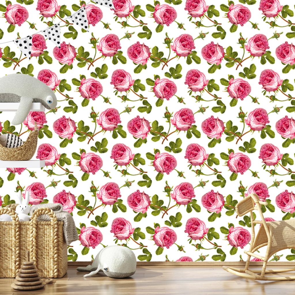 Roses with leaves wallpaper for living room and bedroom 50x1000