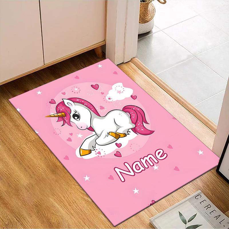 Custom Name Unicorn Dreams Art Rug for Living Room, Game Rooms, Office, Bedroom, Floor Mat Playful Design, fan gifts Christmas decor
