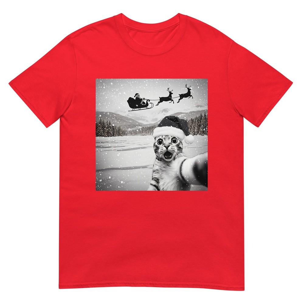 Cat Selfie With Santa Funny Christmas For Unisex Unisex Kids TShirt S