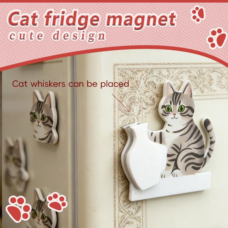 

Refrigerator Magnets Cat Pushing Vase Decor Cat Whisker Collection Memorial Box Fridge Magnet Home Office Decoration For Gift 1Pcs