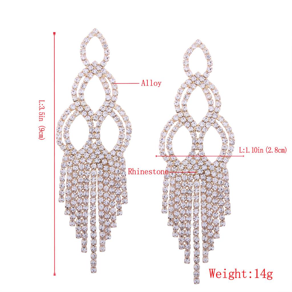 1 Pair Women Girls' Gift Shimmer Rhinestone Tassels Dangle Earrings Eardrop Ear Studs