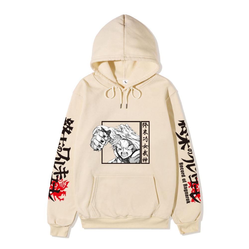 Record of Ragnarok Thor Manga Hoodie Vertikaler Japanischer Chinesischer Text Drachenprint Anime Pullover Sweatshirt
