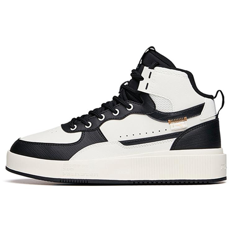 New Anta Life Collection Wear Resistant High Top Skateboard Shoes Women's White Black 922138011-6