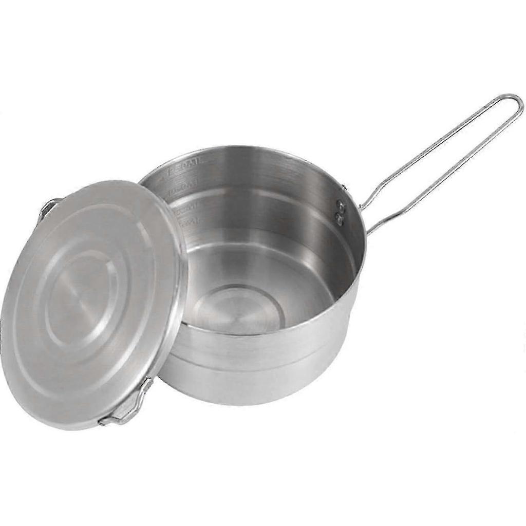 Edelstahl Camping Kochtopf mit Deckel und klappbarem Griff 1,5L Große Kapazität Bento Topf Outdoor Kochgeschirr für Camping - RIpj