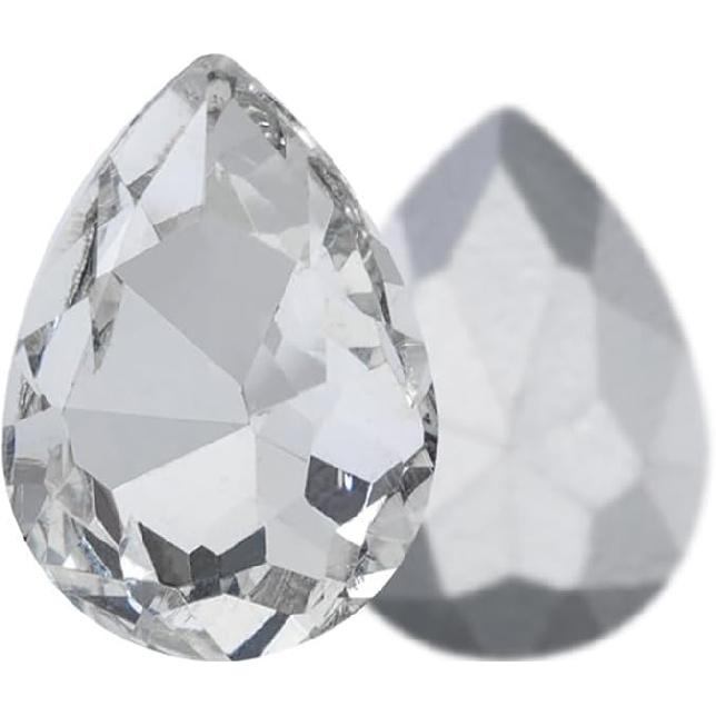 Gold Champagne Teardrop Crystal Rhinestones, 50 Pcs Pointed Back Rhinestone Bulk, 18x25mm Large Glass Crystal Rhinestones Gems for Craft Decor