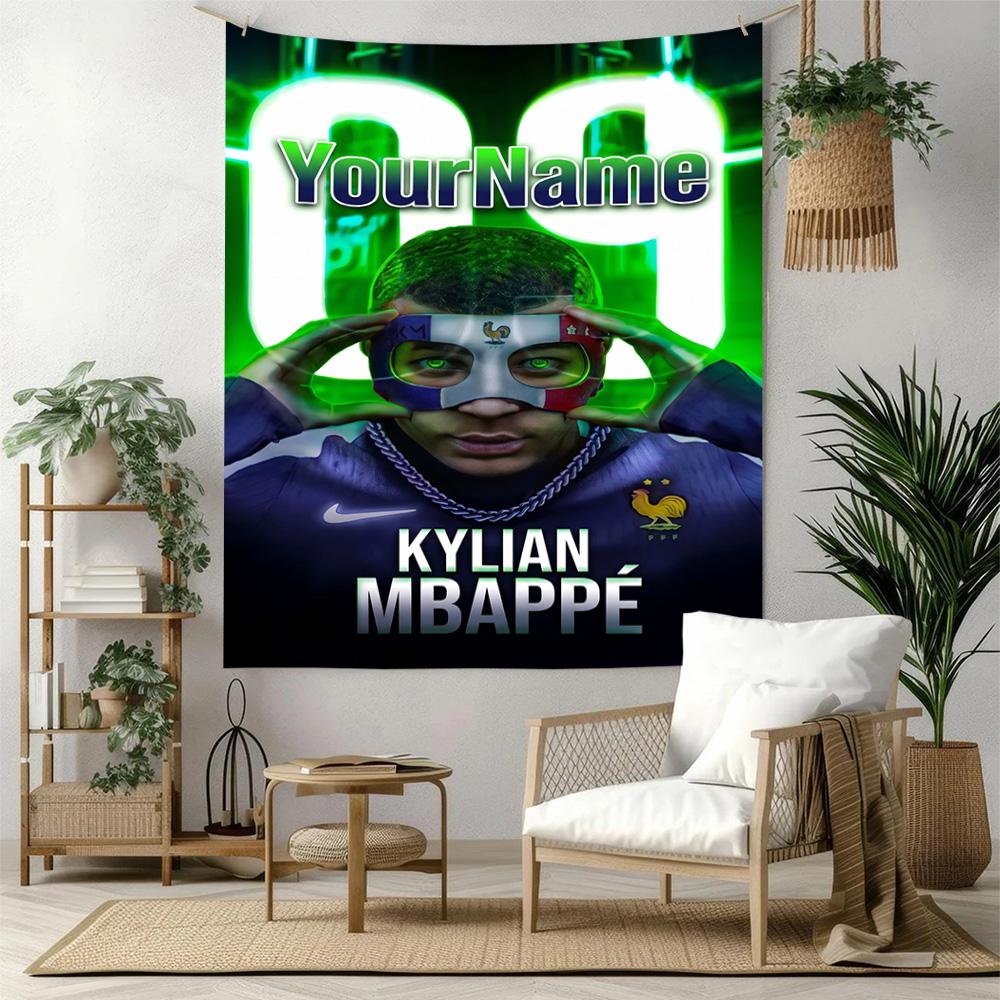 Mbappe Custom Your Name Wall Decor Tapestry Art For Pet Memorial Birthdaywedding Party Backdrop Family Gift