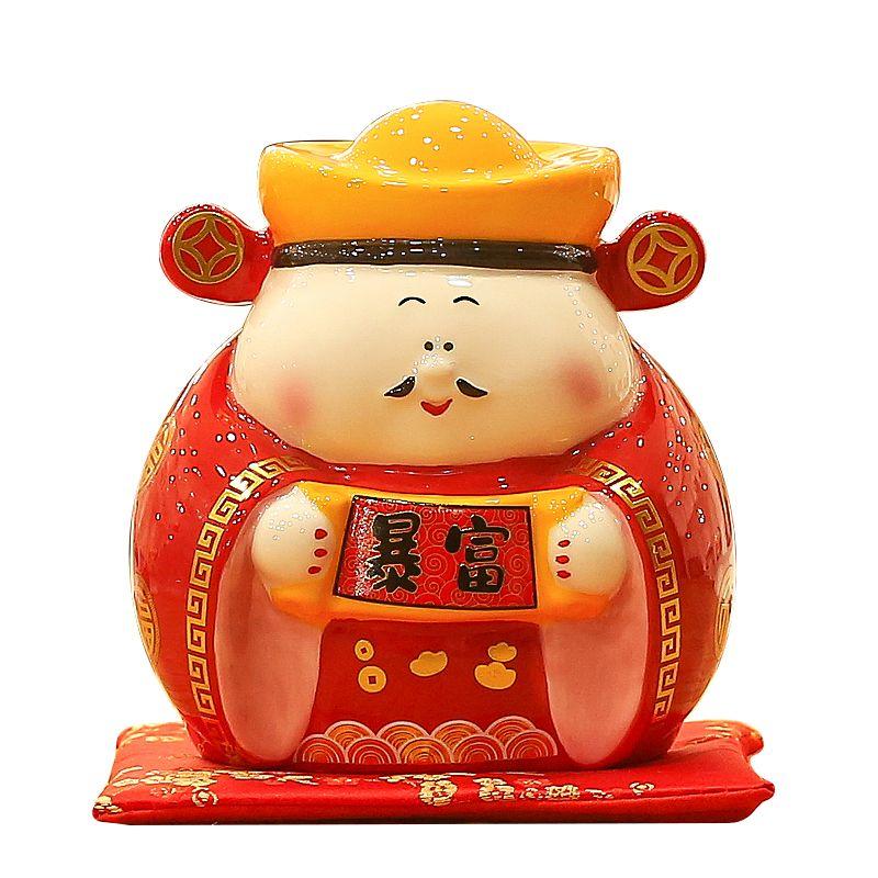 Décoration Céramique Dieu de la Richesse Ménage Bureau Dieu de la Richesse Simplicité Moderne Tirelire de Bureau Boîte Cadeau d'Ouverture de Magasin Nouveau