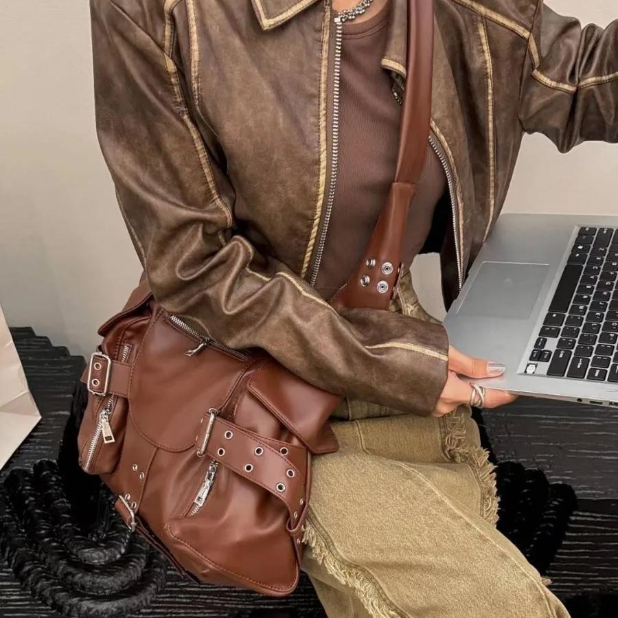 

Женские сумки из искусственной кожи и роскошные сумки, дизайнерская сумка для мотоцикла с кисточками и заклепками