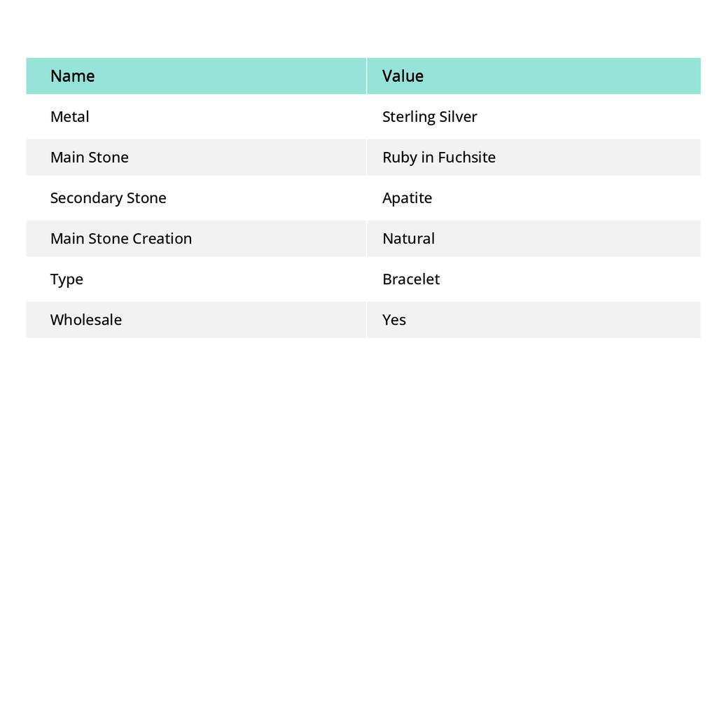 Ruby In Fuchsite, Apatite Gemstone  Ethnic 925 Silver Bracelet 7-8" T1U04