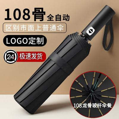 High-End Automatic Black Double-Large Folding Umbrella - Dual-Use for Men and Women's Business, Sunny & Rainy Days