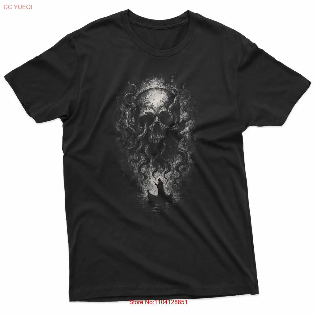 Skull Tentacles Mythology Charon Hades Goth Horror Aesthetic T Shirt vintage Washed Casual fashion Slightly graphic Breathable