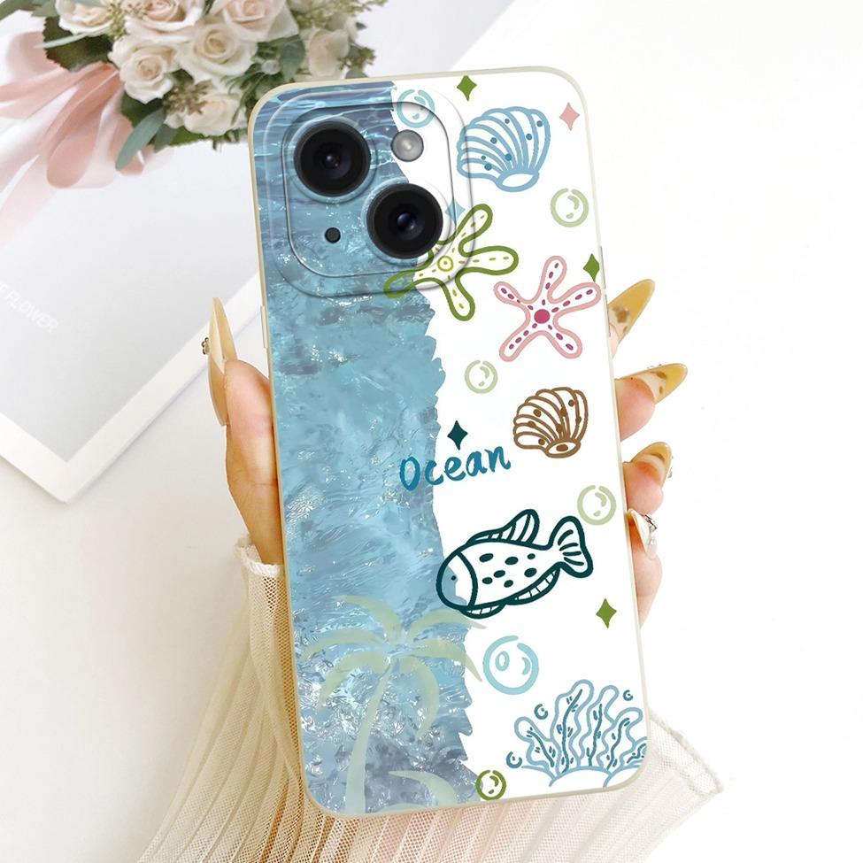 6.1'' Casing For iPhone 15 Case Fashion Cartoon Cute Funny Painted Silicone Phone Cover A3090 A2846 A3089 A3092