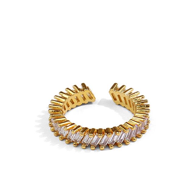 

ANENJERY обручальные кольца для женщин, элегантные открытые регулируемые кольца с цирконом, ювелирные изделия Resizable