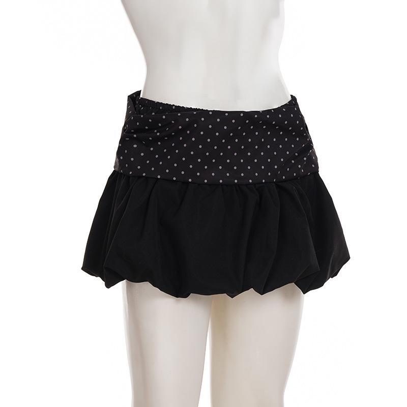 French Sweet & Spicy Polka Dot High-Waisted Tulip Hem Skirt