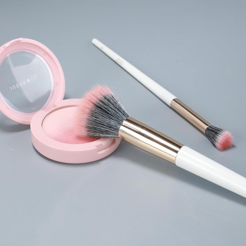 MSQ Makeup Brush Blush and Cheek Facial Makeup Soft and Natural White 2-Piece Set, Brushes, Tool, Blending,