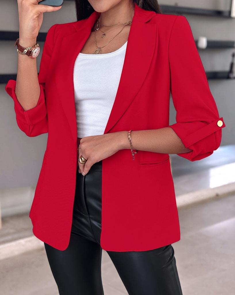 Elegant Women's Cardigan Blazer New  Autumn Winter Long Sleeve Casual Solid Color Coat Jacket For Women Slim Blazers