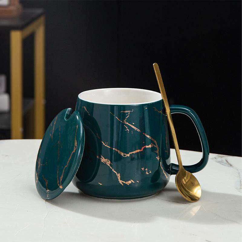 

Creative Mug Big Belly Ceramic Cup Nordic Ins Coffee Cup Personalized Marble Home Office Cup 420ML