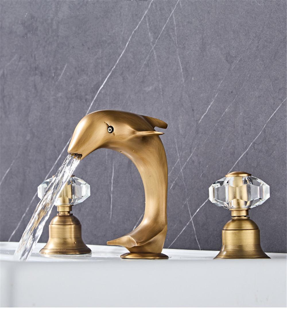 

Tuqiu Смеситель для ванной комнаты Антикварный смеситель для раковины Латунный широко распространенный смеситель Роскошный смеситель для раковины Горячая и холодная душевая комната Смеситель для раковины