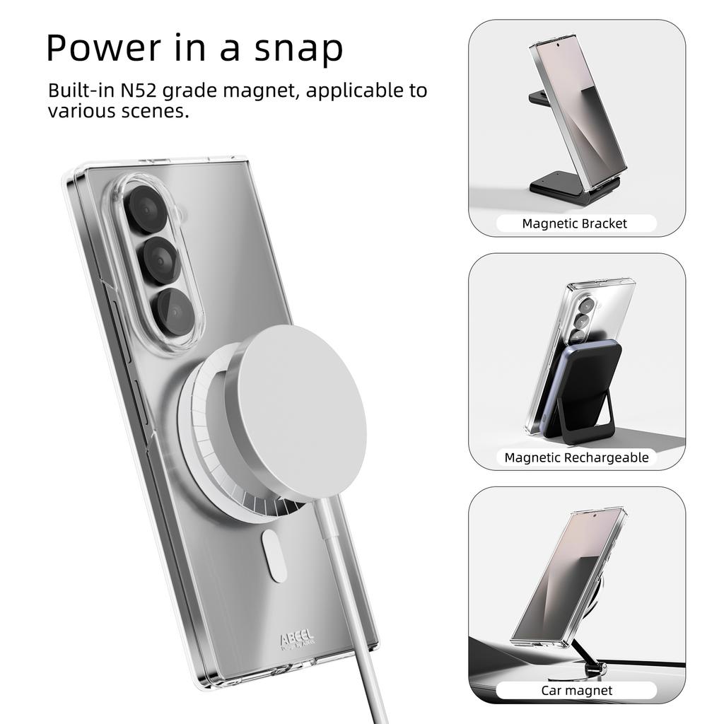 ABEEL For Samsung Galaxy Z Fold5 5G Magnetic Case Clear PC Anti Scratch Phone Cover