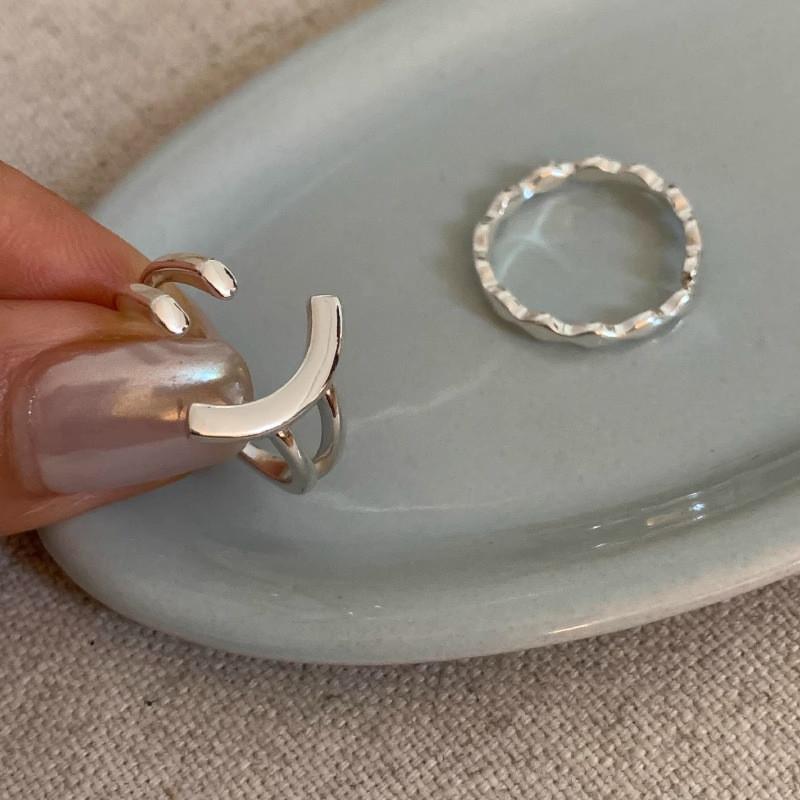 Smiley Korean Stylish Face Wave Ring For Women Adjustable Copper Fashion Jewelry