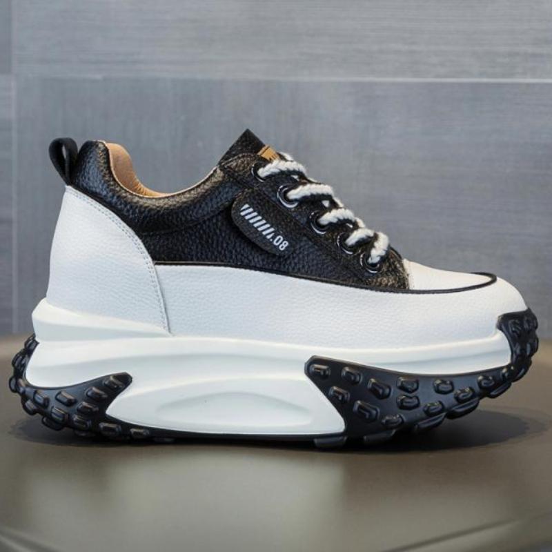 Spring and Autumn Korean Style Thick Soled Sports Shoes for Women, Classic Retro Shoes with Built-in Heels for Enhanced Comfort and Breathability