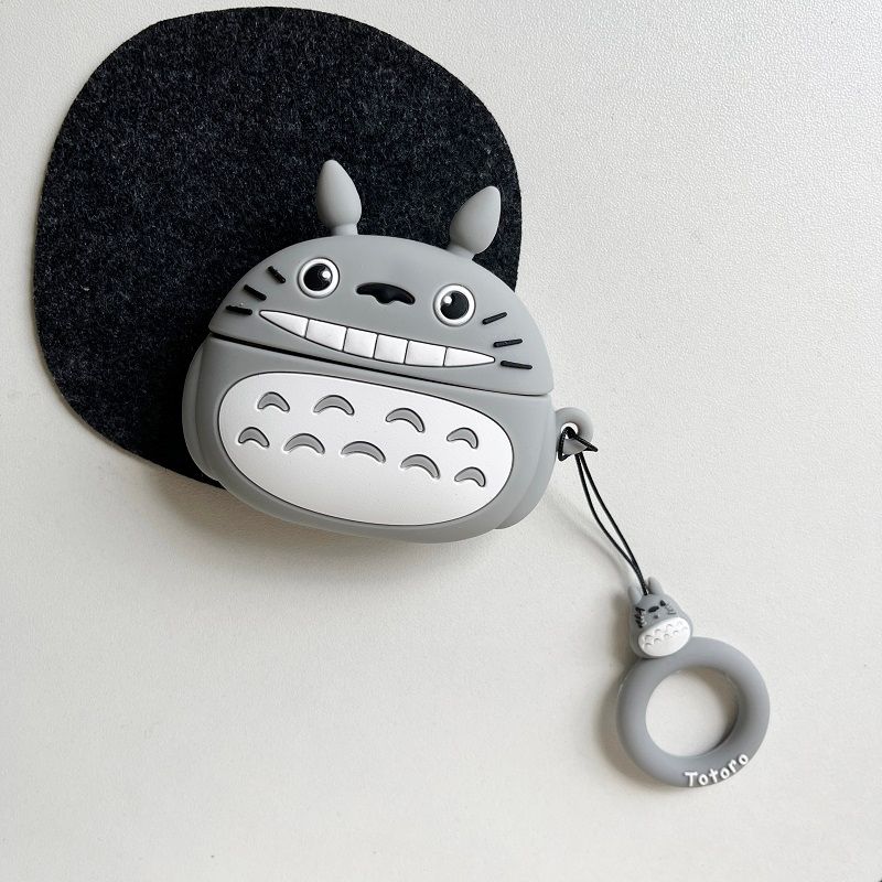 

Airpods4 Earphone Case Three Generations 1/2 Generation Soft Case Silicone Cartoon Airpods2 Bluetooth New Arrival 4 Generation Soft Case Airpods2 Apple Airpods Pro [Grey Totoro] with ring