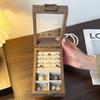 Compact Jewelry Storage Box: Solid Wood Black Walnut Display Stand for Necklaces, Earrings, Studs, Rings, and Bracelets.