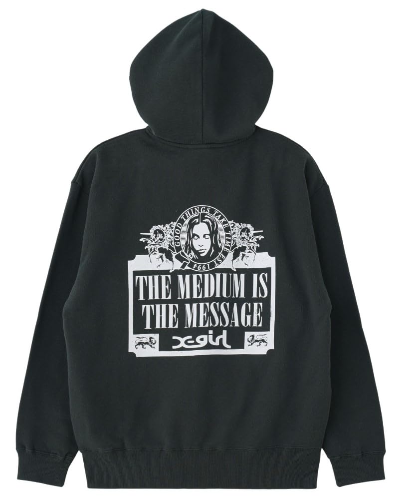 

VINTAGE LABEL FACE LOGO ZIP UP SWEAT HOODIE in CHARCOAL X-girl Women s