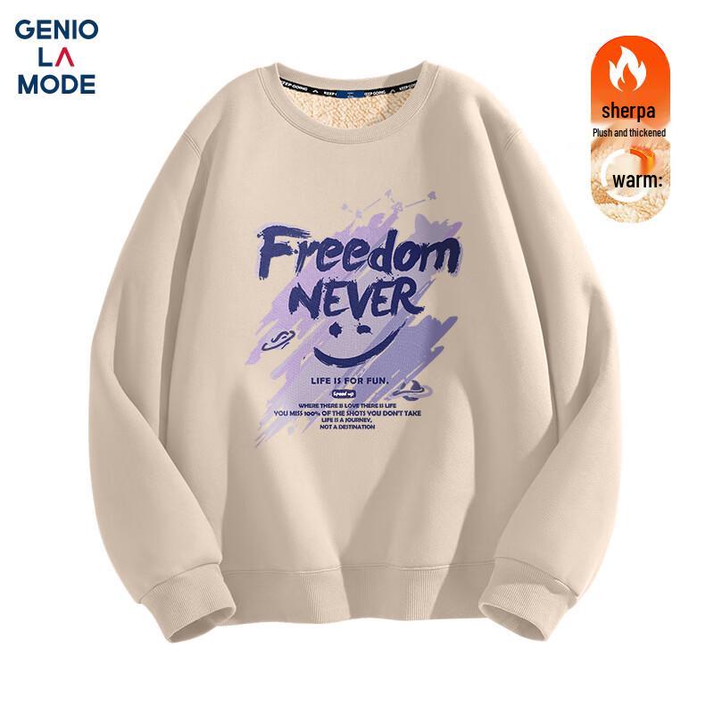 GENIOLAMODE Men's Fleece-Lined Round Neck Sweatshirt