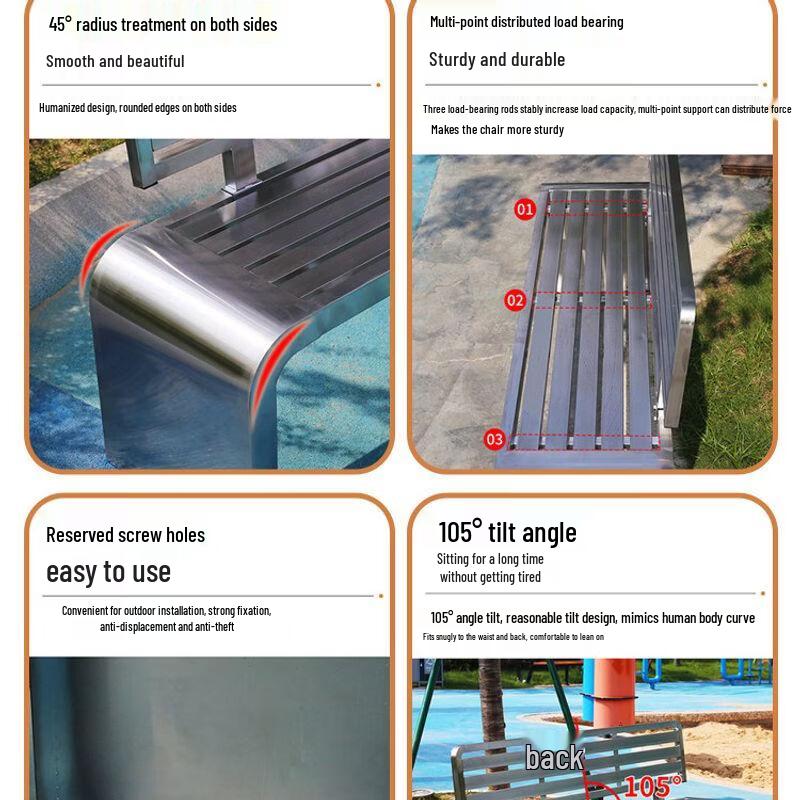 Stainless Steel Outdoor Park Bench