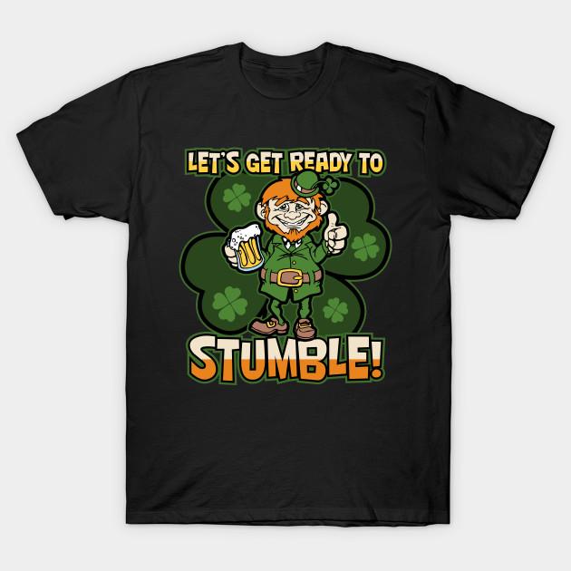 Men Black Print T-shirt Lets Get Ready To Stumble Drunk Leprechaun No-Cut Transfer Paper Print Cotton Tshirt M