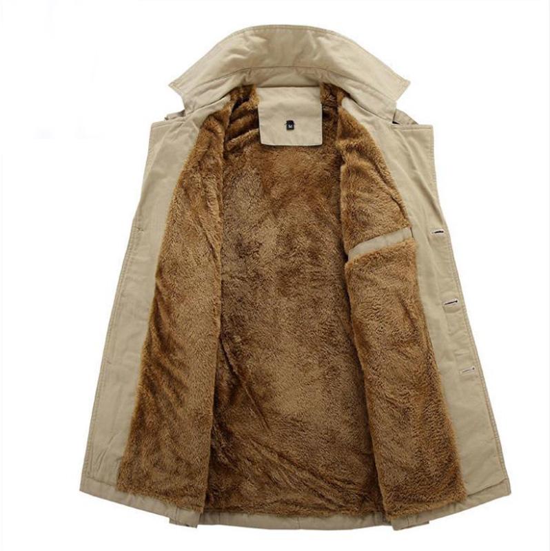 Men Jacket Winter Plus Velvet Thick Warm Coat Air Force Pilot Army Tactical Jacket Mid-length Slim Parka