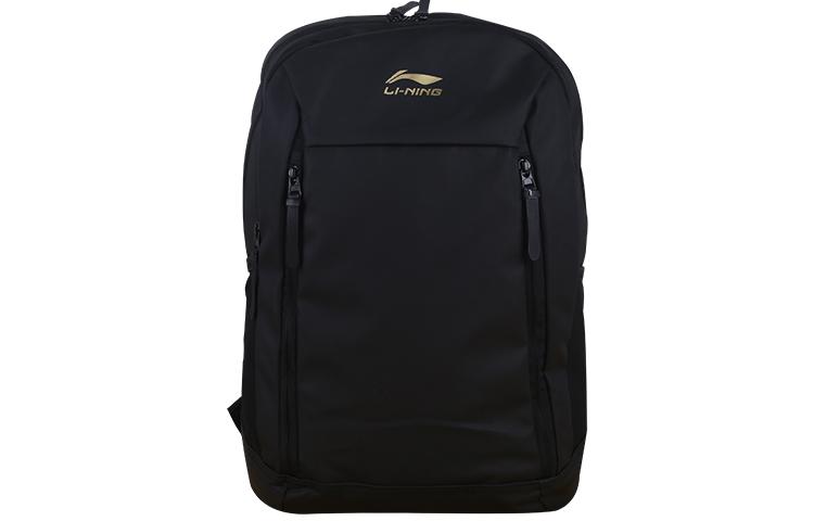 Li Ning Sports Life Collection Zip Closure Polyester Backpack Unisex Black ABSQ206-1