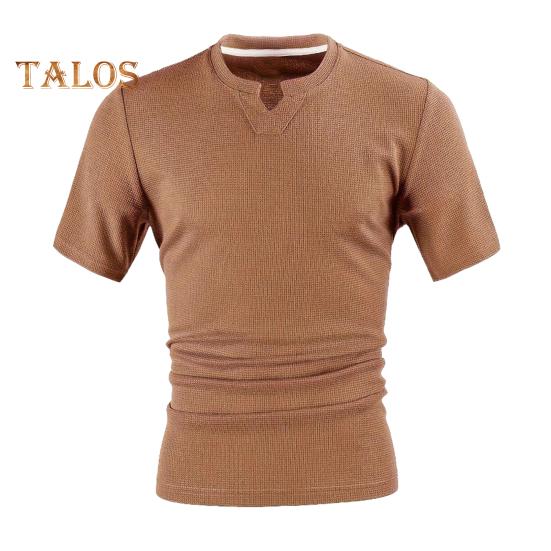 Tricou bărbați cu guler în V, mânecă scurtă, culoare solidă, Slim Fit, moale, respirabil, vară, casual, topuri, purtare zilnică