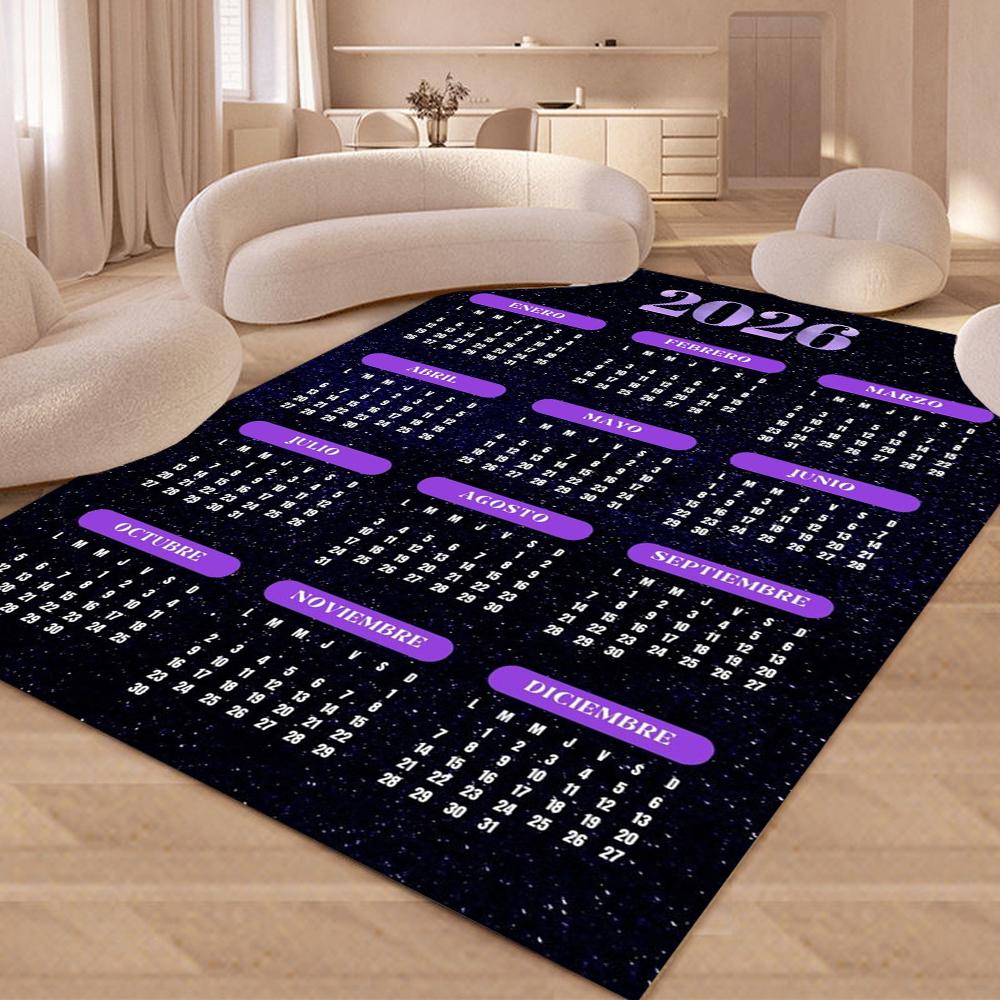 Calendar Rug Custom Personalized Mat with 4 Designs, Kids Adult Room Decor Non-Slip Floor Carpet