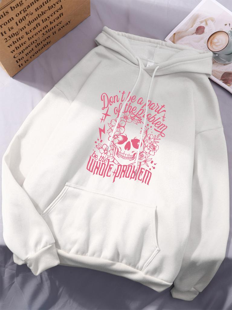 Sei nicht Teil des Problems Prints Hoodie Damen Basics Sportlich Kapuzenpullover Street Kängurutasche Oberteile Winter Fleece Warm Frau Kleidung